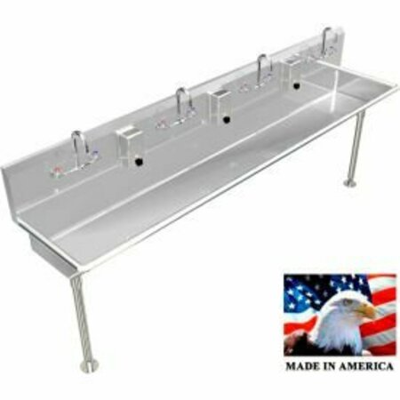 BEST SHEET METAL. BSM Inc. Stainless Steel Sink, 4 User w/Manual Faucets, Straight Legs 80" L X 20" W X 8" D 043M80208L